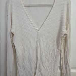 Reformation Cream Ribbed Knit Top